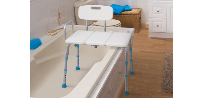 Adjustable Bath and Shower Transfer Bench with Reversible Backrest